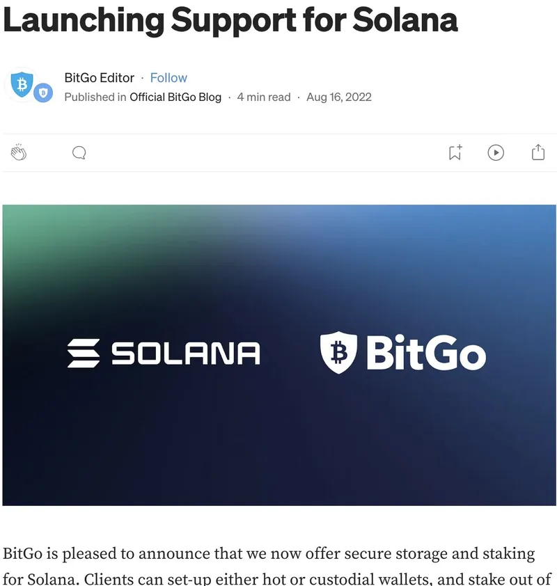 BitGo launching support for Solana