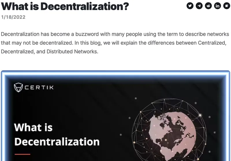 CertiK explainer: What is decentralization